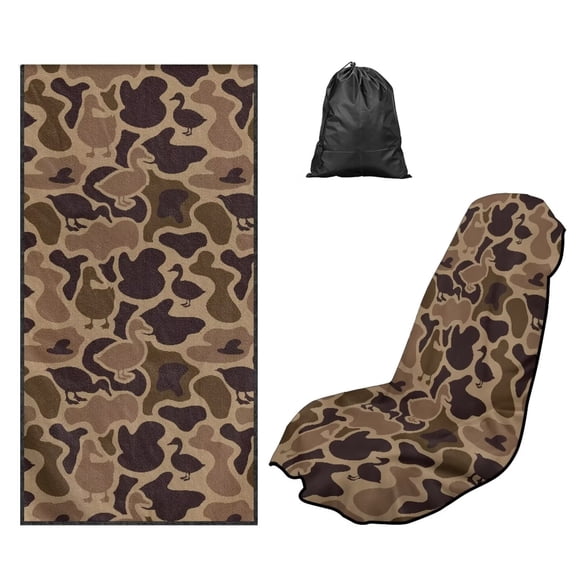 HUISEFOR Camo Duck Car Towel Seat Cover Breathable Comfort Car Seat Cover Protector with Storage Bag Easy to Store for SUV Vans Sedans Trucks