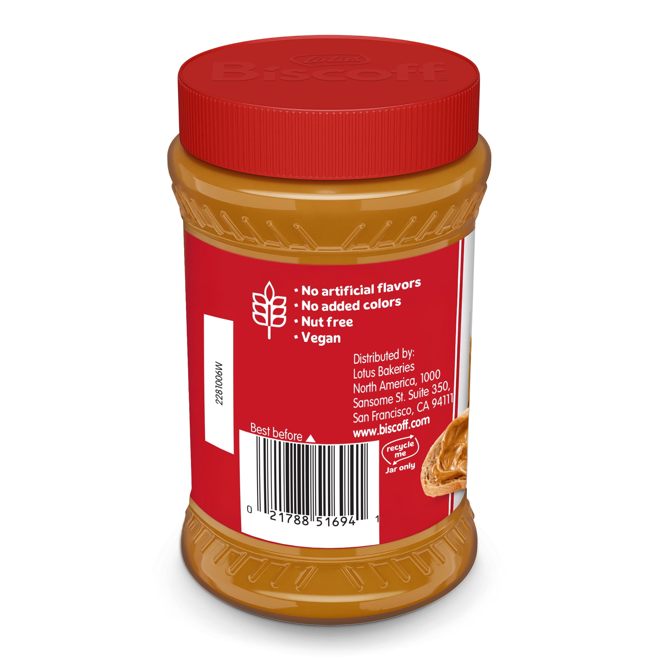 Lotus Biscoff Crunchy Cookie Butter, 13.4 oz, Nut-Free Spread, One Jar per Pack