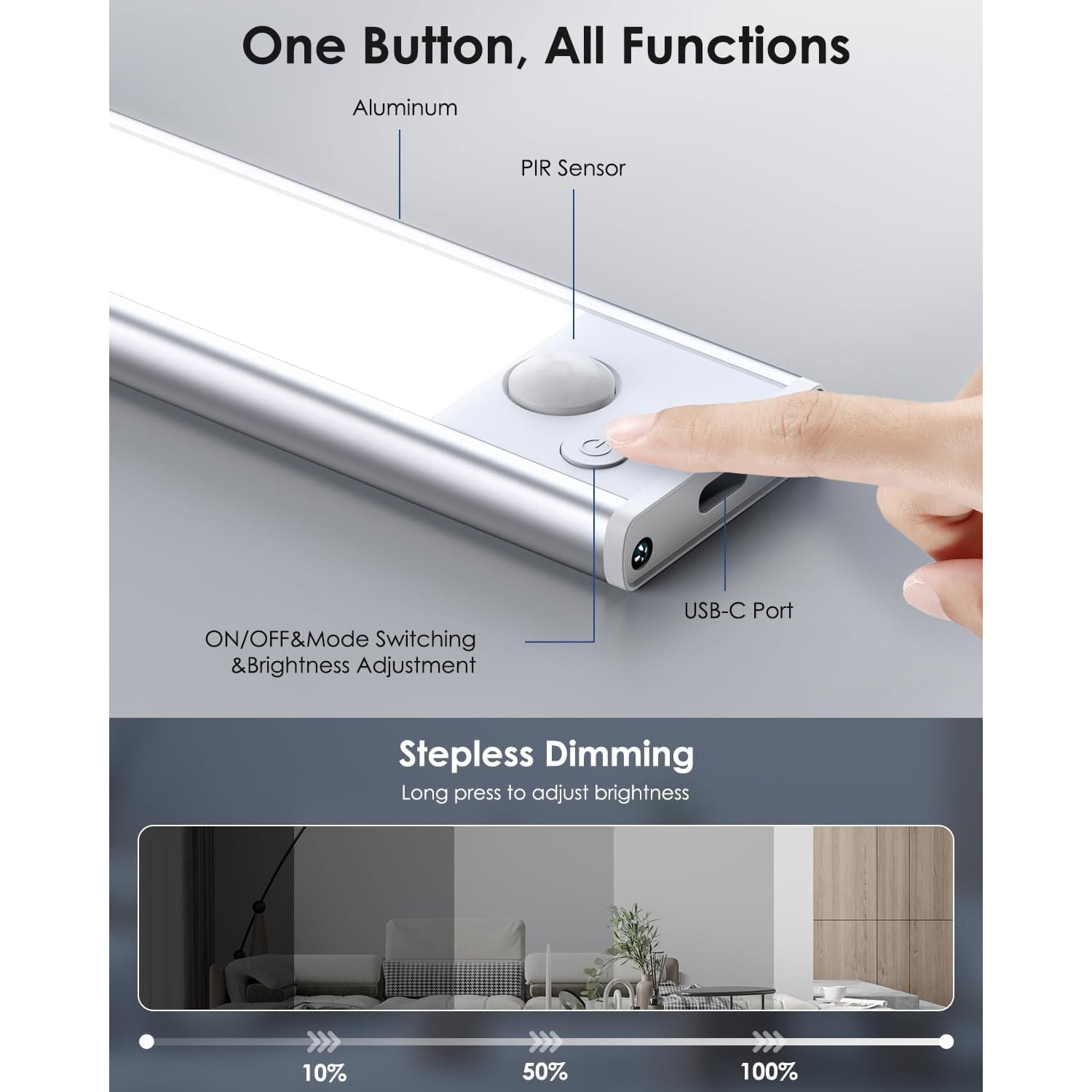5-Pack 12in Under Cabinet Lighting, Upgraded 2500mAh Rechargeable Under Cabinet Lights Wireless, LED Motion Sensor Light Indoor Closet Lights Under-Counter Light Fixtures for Kitchen, Hallway
