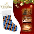 thumbnail image 4 of Coolnut 1 Pack Christmas Stockings 17.7 Inches Ablue Black Gray Oranges Squares Large Size Xmas Cable Stocking Gifts & Decorations for Family Holiday Xmas Party, 4 of 6