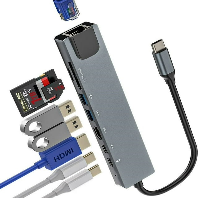 YOPTOP USB C Docking Station Monitor USB C to Adapter with 1 Ports 8 in 1 Computer Multiple Monitor Hub Adapter,8in1,none