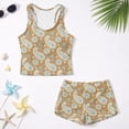 thumbnail image 5 of COEQINE Girls 2 Piece Tankini Bathing Suit, Modest Round Neck Top with Shorts, Beach Swimwear with Chest Pad Rash Guard for Little Kid Girls 6-7 Years, Boho Paisley Pattern Brown, 5 of 8