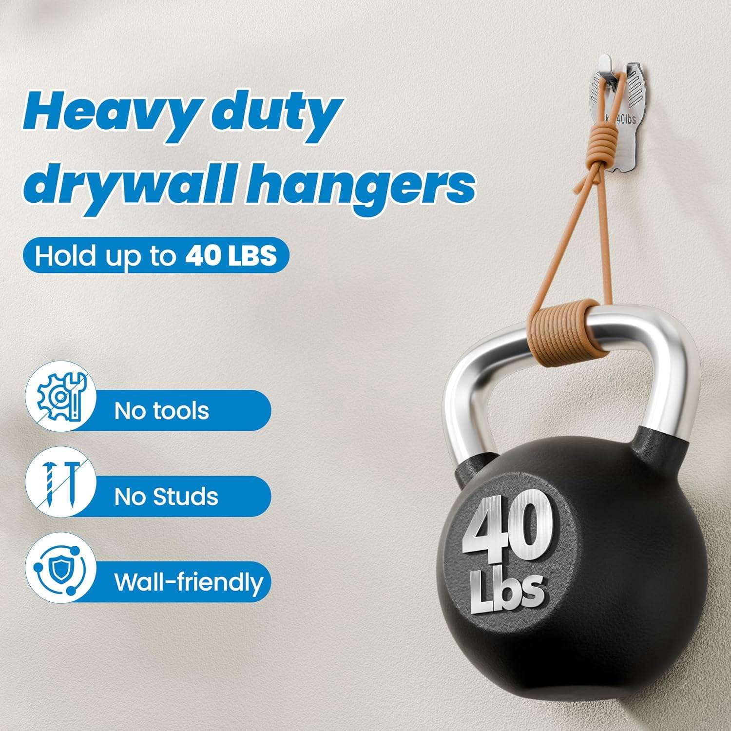 Drywall Picture Hangers, Heavy Duty Claw Hanging Hooks for Wall Frames, Mirrors & Art, No Damage Easy Install Hanging Kit for Home Office & Apartment Decor