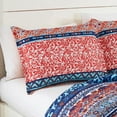 thumbnail image 3 of Chezmoi Collection Shore 3-Piece Boho Stripe Queen Comforter Set, Medallion Floral Colorful Bohemian Printed Microfiber Lightweight Bedding Set, 3 of 8