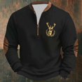 thumbnail image 2 of Telankuip Mens 1/4 Zip Christmas Sweatshirts Vintage Stag Design Stand Collar Pullover Tops Trendy Printed Loose Long Sleeve Merry Christmas Hoodless Sweatshirt Black S, 2 of 3