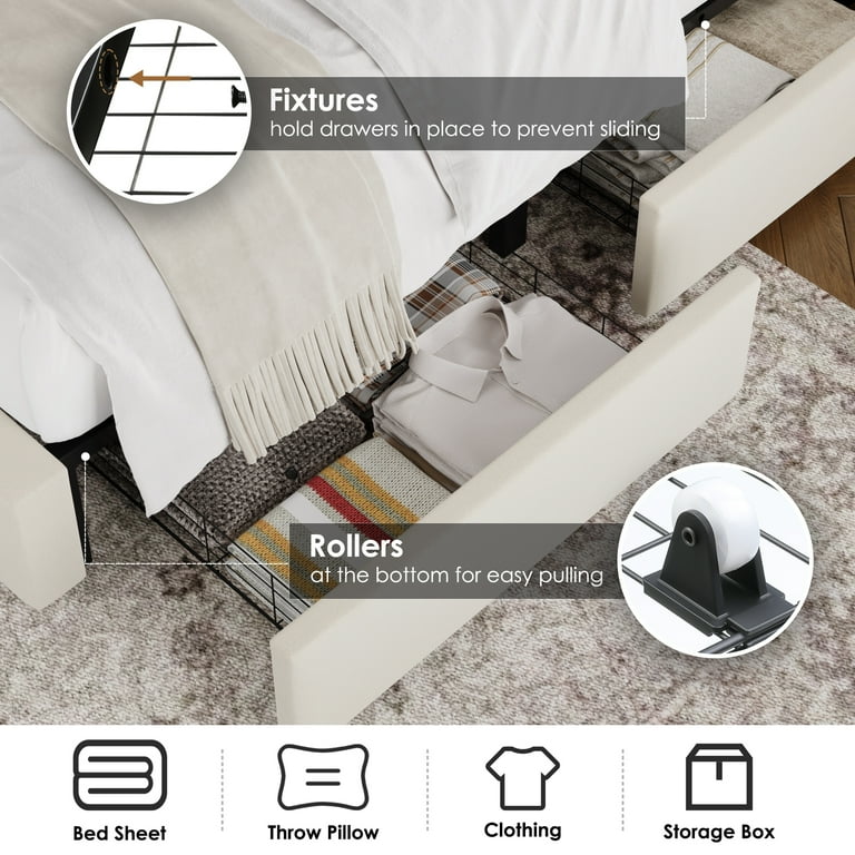 Homfa King Size Platform Storage Bed with Tall 54.7