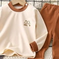 thumbnail image 4 of Wonitaaizi Toddler Baby Girl Clothes Fall Winter Outfits Contrast Color Long Sleeve Sweatshirt + Pants Sets Beige for Size 6-7 Years, 4 of 4
