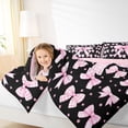 thumbnail image 3 of Erosebridal Ribbon Bow Full Size Comforter Sets For Girls Kids,Pink Cute Stars Bedding Sets For Bowtie Lover ,Pink Reversible,3pcs, 3 of 7
