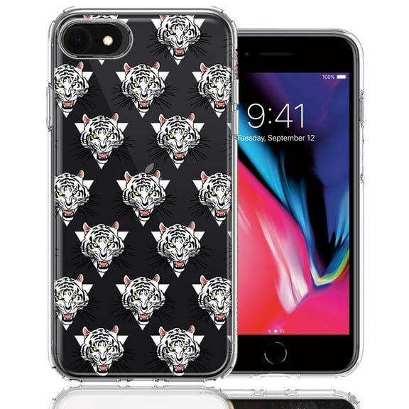 MUNDAZE For Apple iPhone 6/7/8/SE Fierce Tiger Polkadots Design Double Layer Phone Case Cover