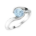 thumbnail image 2 of Mooneye 5mm Bypass Round Aquamarine 925 Sterling Silver Valentines Day Gifts Women Wedding Ring, 2 of 3