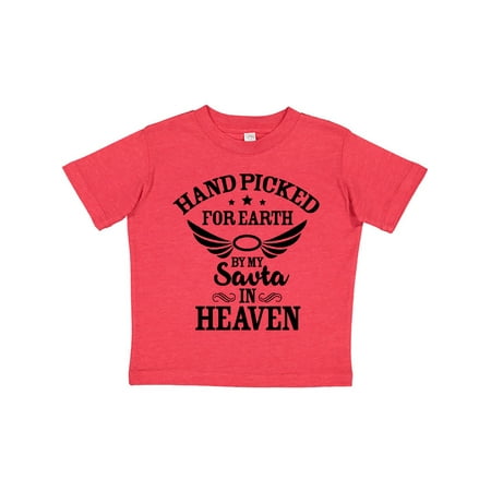 

Inktastic Handpicked for Earth By My Savta in Heaven with Angel Wings Gift Toddler Boy or Toddler Girl T-Shirt
