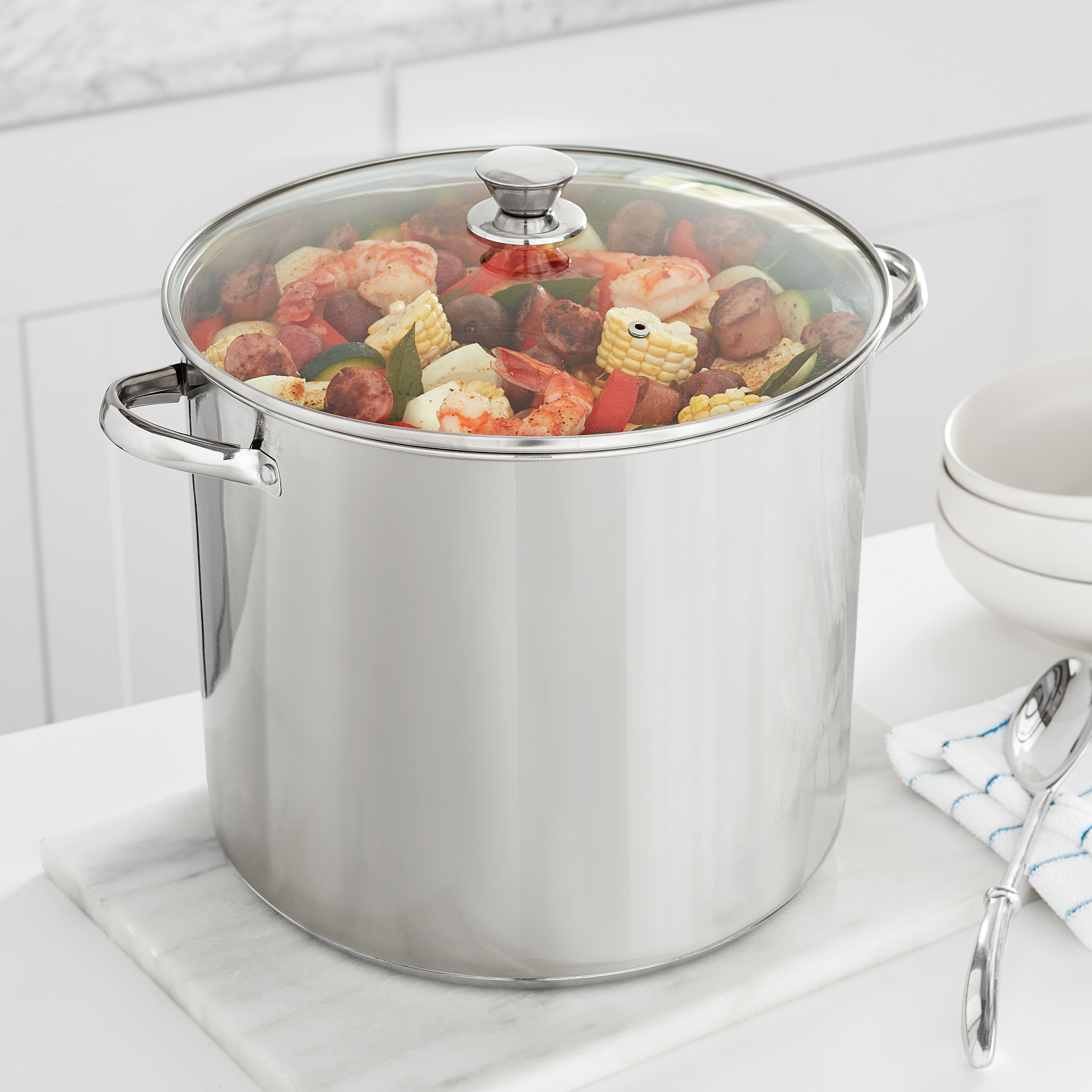Mainstays Stainless Steel 20-Quart Stock Pot with Glass Lid - image 3 of 6