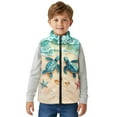 thumbnail image 5 of Xixirimido Sea Beach Turtle Starfish Pattern Girls Boys Zippered Vest Warm Soft Fleece Vest for Kids Sleeveless Stand Collar Jacket with Pockets Fall Winter Outerwear for 5-6, 5 of 7