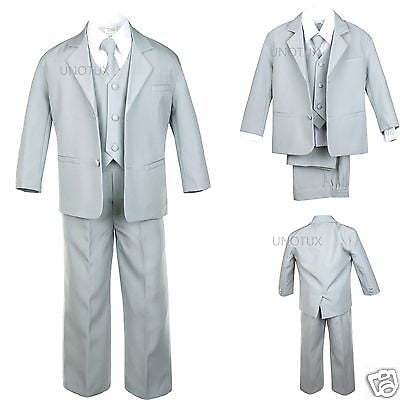 

Baby Toddler Teen Boys New Wedding Formal Party Tuxedo Suit Silver Lt. Gray S-20