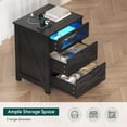 thumbnail image 4 of Black Nightstand Set of 2 with Charging Station and LED Lights, Farmhouse Night Stand/Bedside Table with 3 Drawers, End Side Table for Bedroom Living Room, 4 of 8