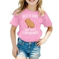 thumbnail image 3 of WhouRiu Little Girl's Tshirt Short Sleeve Capybara Print Casual Tee Shirt Kids Soft Loose Athletic Casual T Shirts Pink,Sized 5-6, 3 of 3