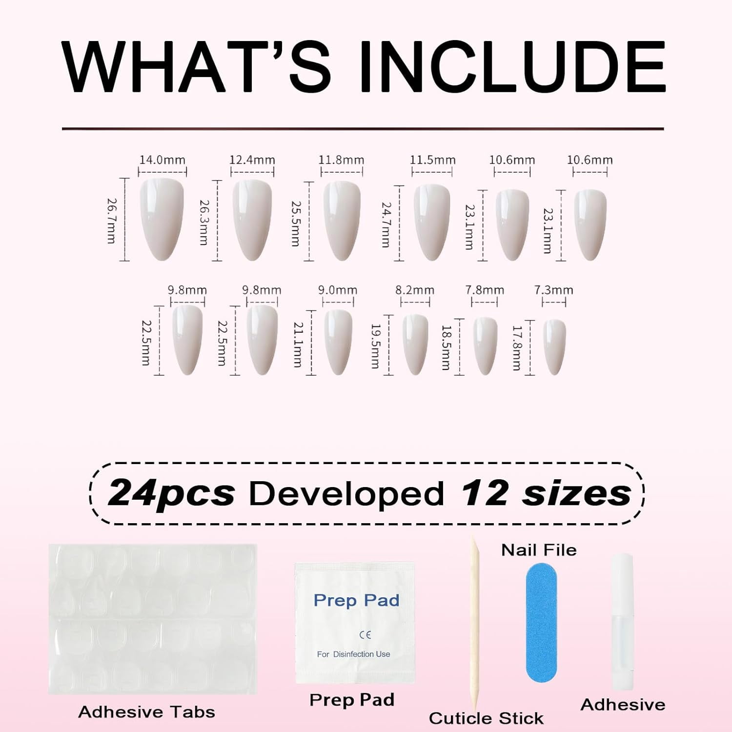3D Press on Nails, Fake Nails with Peacock Feather Design, 24 Pcs Press on Nails Almond,Press On Nails Medium Reusable 12 Sizes - 24 Nail Kit with Glue