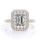 thumbnail image 1 of JeenMata Anillo de Compromiso de Moissanita de Corte Esmeralda de 1,5 Quilates - Anillo Nupcial - Anillo de Doble Halo - Anillo de Racimo - Oro Amarillo de 18 K sobre Plata, 1 of 5