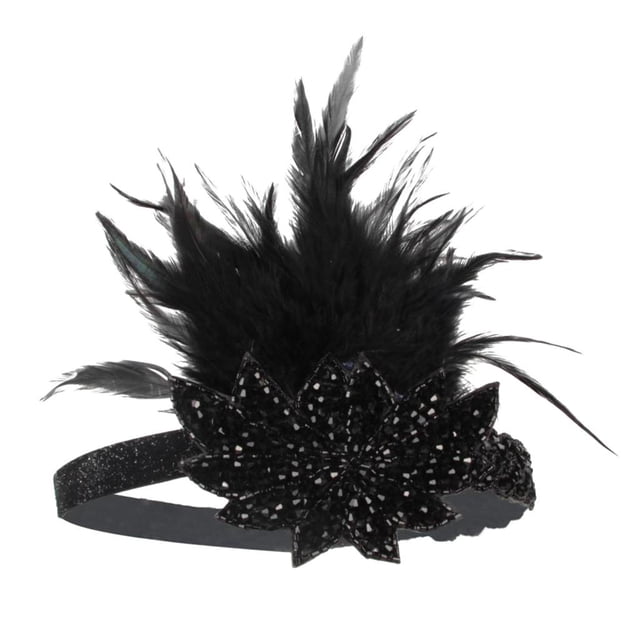 Diadema de plumas con 20, novedad de de imitación 20 para mujeres y niñas, color negro