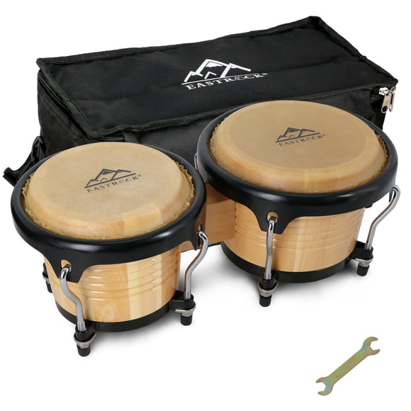 Bongo Drums 6.5&acirc;and 7.5&acirc; Set for Kids Adults Beginners Professionals Transparent Cavity with Bag Black
