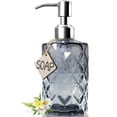 thumbnail image 1 of JASAI Diamond Design Glass Soap Dispenser with 304 Rust Proof Stainless Steel Soap Pump, 12 Ounce Kitchen Soap Dispenser for Bathroom, Hand Soap, Dish Soap (Grey) Grey, 1 of 8