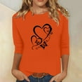 thumbnail image 1 of Heisall Women's Spring Autumn Tops 3/4 Sleeve Round Neck Casual Fashion Blouses Orange Festival Print Shirts, 1 of 4