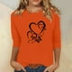 thumbnail image 1 of Heisall Women's Spring Autumn Tops 3/4 Sleeve Round Neck Casual Fashion Blouses Orange Festival Print Shirts, 1 of 4