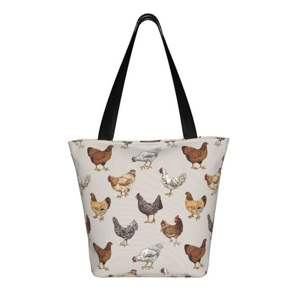 Ratiio Various Chicken Print Shoulder Bag for Women, Polyester Crossbody Purse Lightweight Handbag for Daily Travel and Casual Use