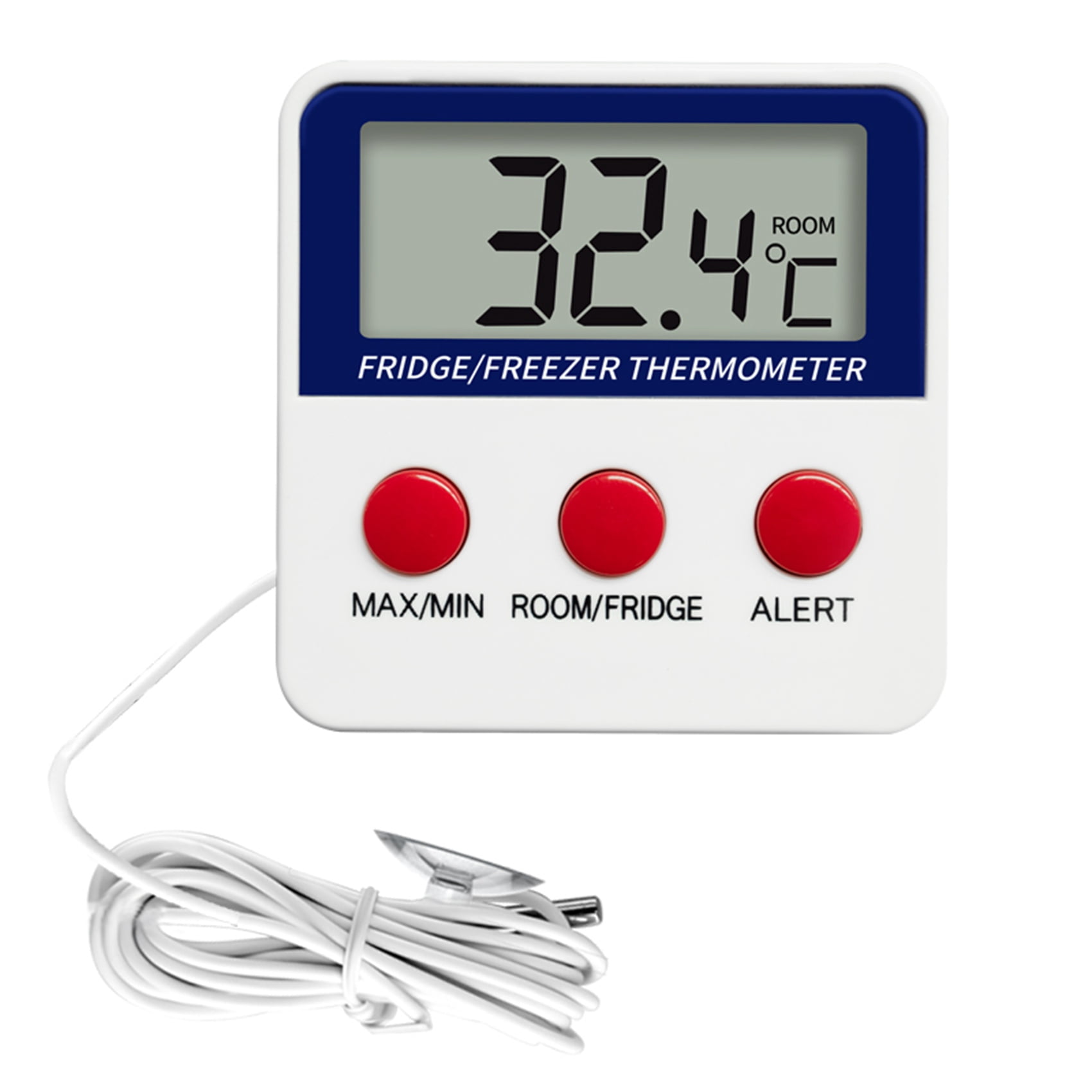 Digital Refrigerator Thermometer with Alarm and Maximum and Minimum Temperature and LCD
