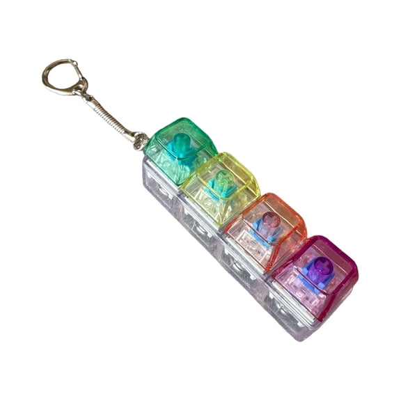 LYINGF 4-in-1 LED Keyboard Toy, Stress Relief Clicker with Light-Up Keys for Anxiety and Decompression, Portable Fidget Keychain for Adults Seeking Sensory Stimulation