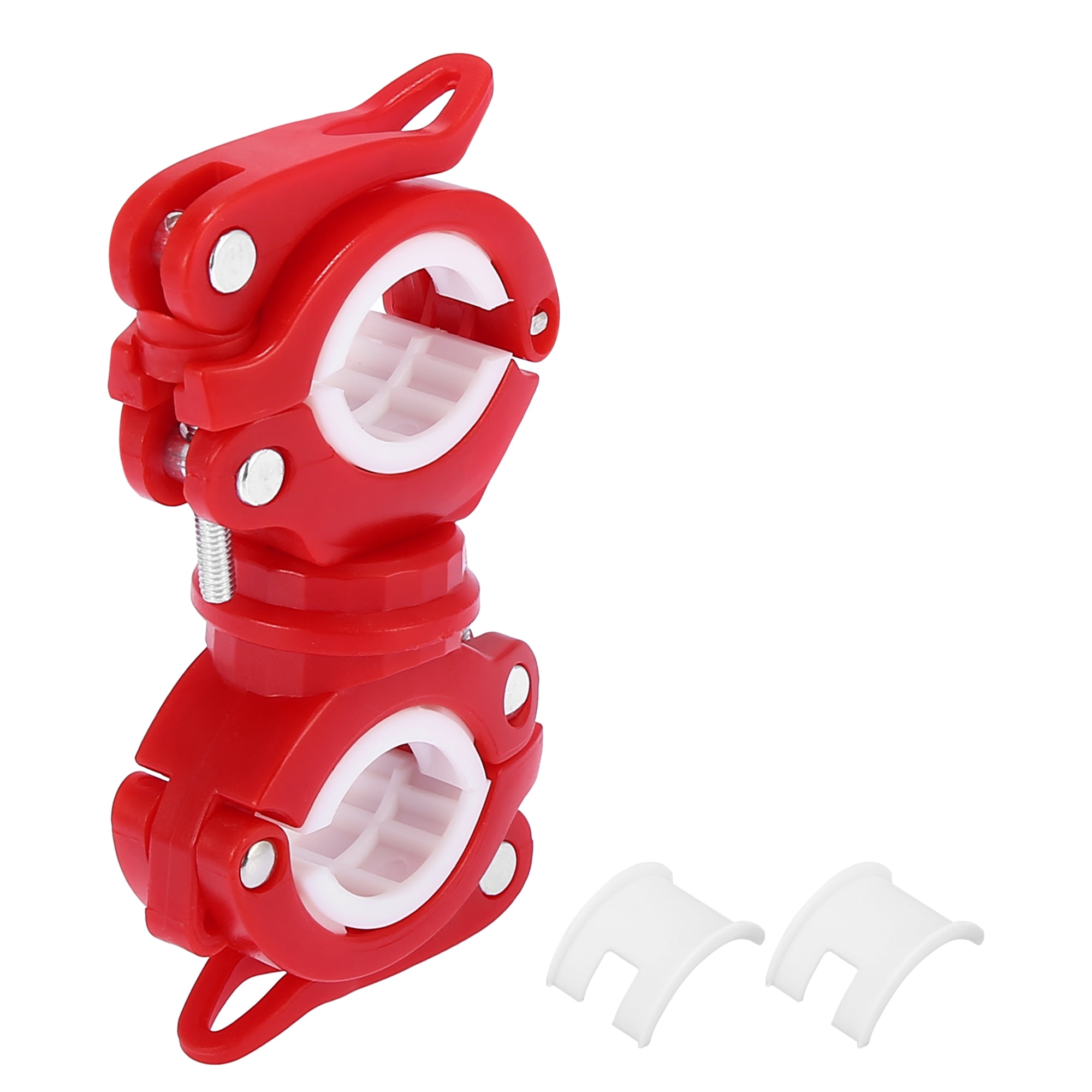 Red White 360 Degree Rotatable Universal Bicycle MTB Flashlight Clip Clamp Mount Holder Bike Handlebar Bracket