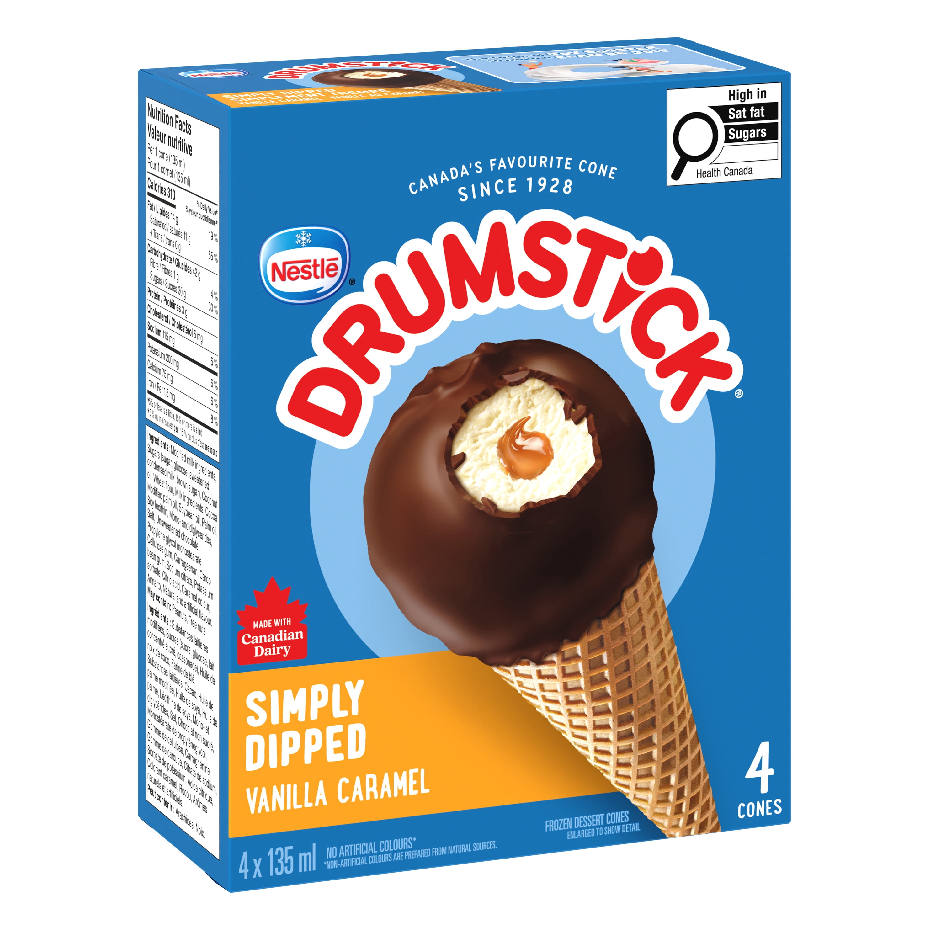 DRUMSTICK Simply Dipped Cones, 4 x 135 ml