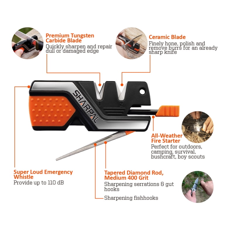 SHARPAL 101N 6-In-1 Knife Sharpener & Survival Tool, Fire Starter