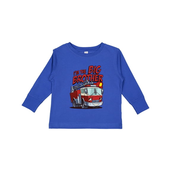 Inktastic Big Brother Fire Truck Boys Long Sleeve Toddler T-Shirt