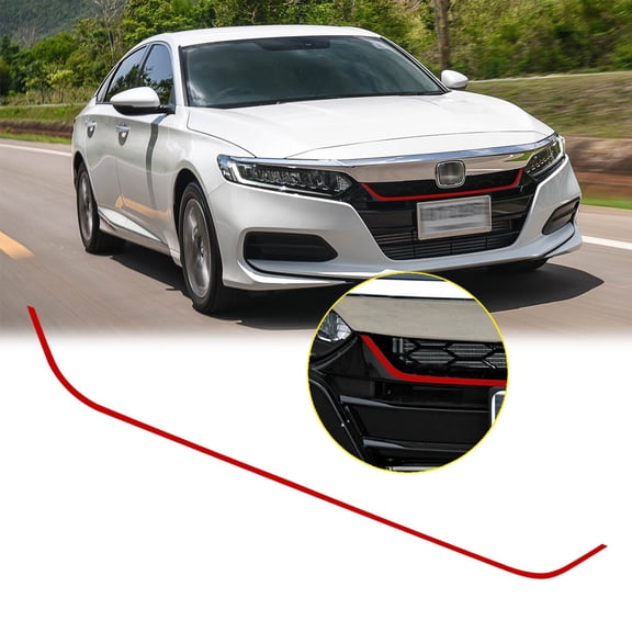 Xotic Tech Front Grille Pinstripe Vinyl Sticker Glossy Red, Pre-cut Styling Front Hood Panel Edge Molding Trim Decal for Honda Accord 2018 2019 2020