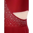 thumbnail image 5 of TiaoBug Lyrical Dance Costumes for Women Contemporary Dancewear One Shoulder Low Flowy Mesh Dress Burgundy S, 5 of 7
