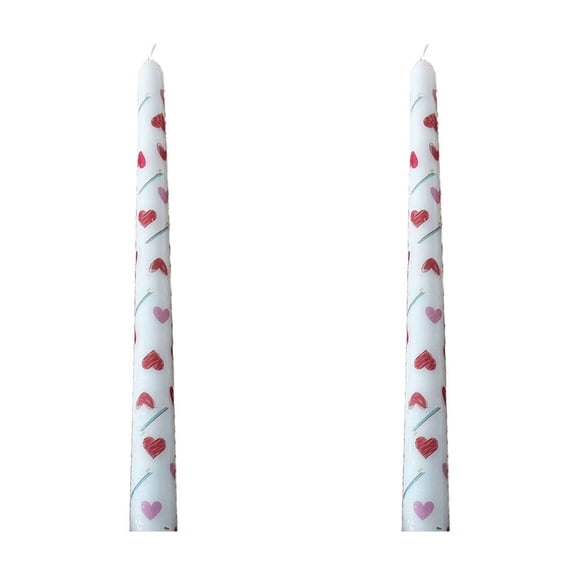 Printed Long Pole Candle Romantic Wedding Candlelight Dinner Decoration Tasteless Long Candle Stick Two Sets