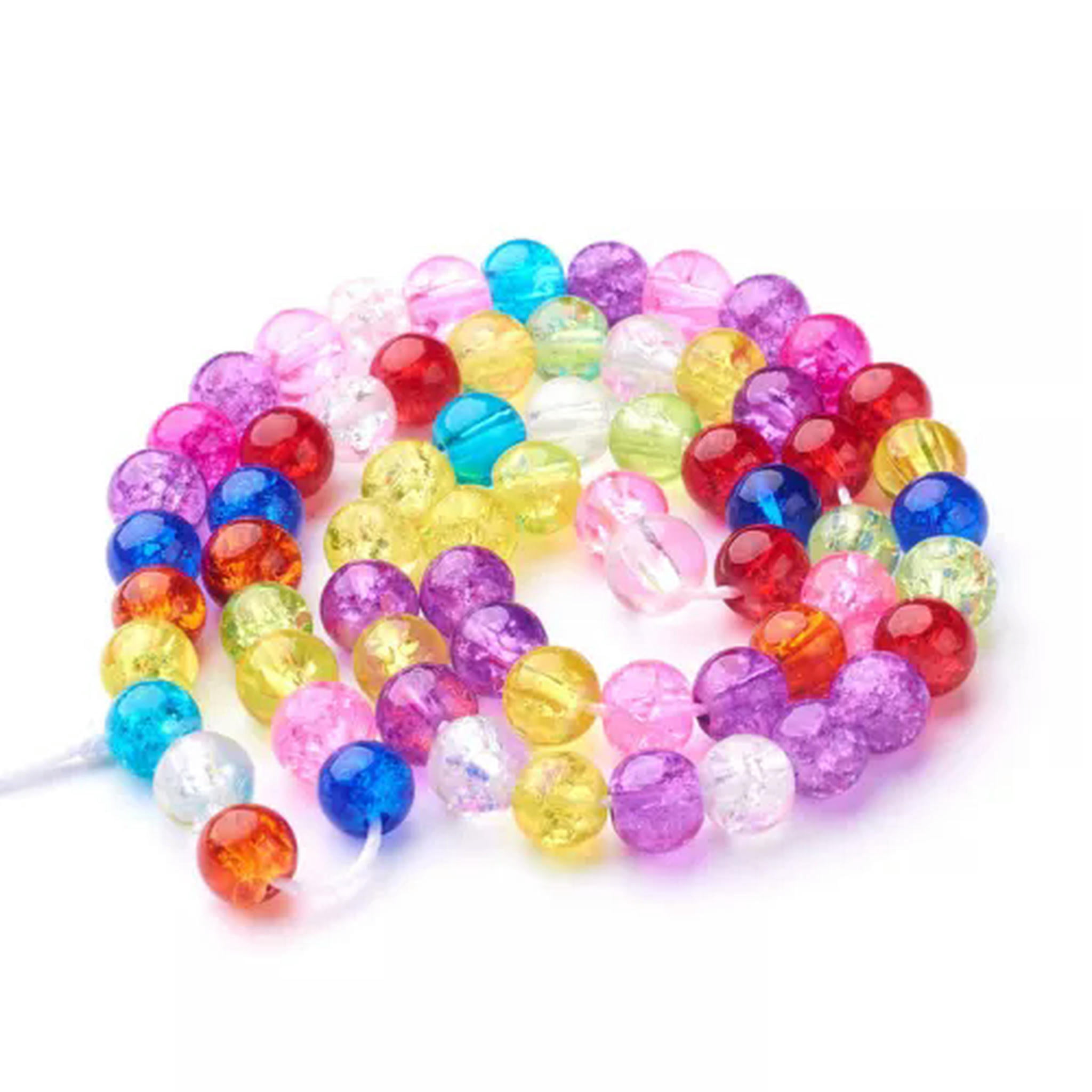 U8MO Transparent Crackle Glass Beads Strands Smooth Round Loose Beads Spacer 6mm-1 strand