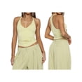 thumbnail image 2 of Women'S Spaghetti Strap V-Neck Ribbed Tank Tops for Women Slim Fitted Camisole Basic Shirts Light Green S, 2 of 7