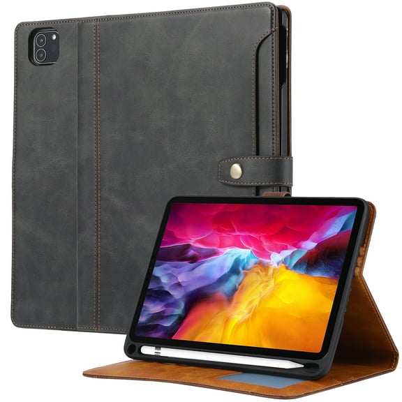 TECH CIRCLE Case for iPad Air 11-inch 2024/iPad Air 5th/4th Gen,iPad Pro 11" Case,PU Leather Folio Flip Smart Stand Pencil Holder Cover Shockproof Protective Auto Sleep/Wake Wallet Pocket Case,Black