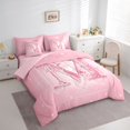 thumbnail image 2 of Feelyou Cartoon Dinosaur Letter A Print Twin Bedding Sets for Boys Girls, Cute Animal Bedding Comforter Set, Blue, Pink Reversible, 7pcs, 2 of 7
