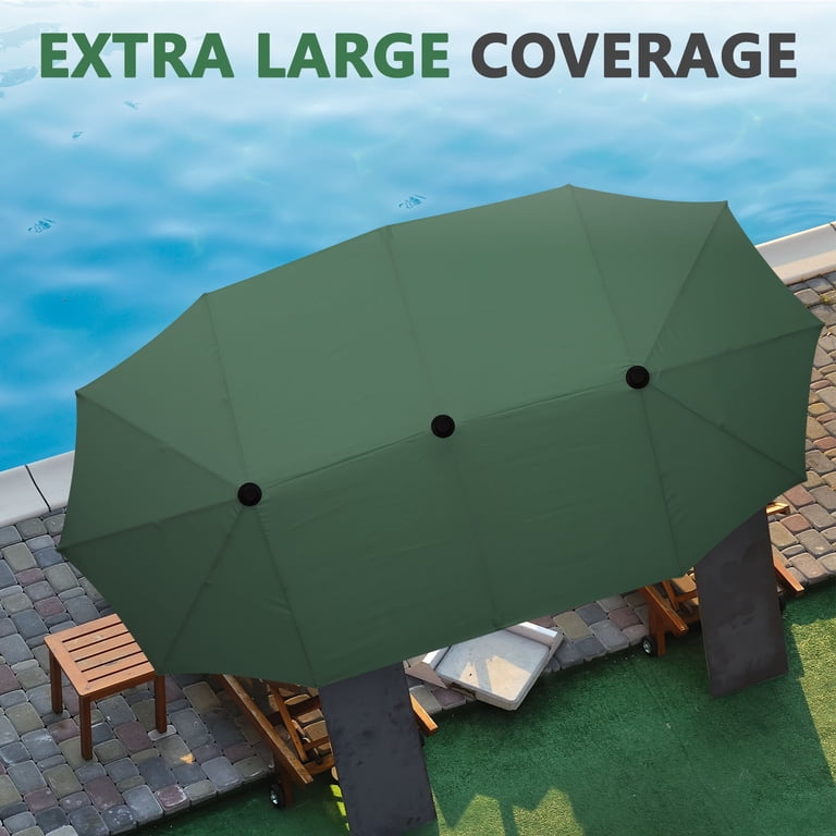 extra large rectangle patio umbrella replacement PHI VILLA 15ft Outdoor with Base Included, Cyan The PURPLE LEAF 15 FT Patio Market Umbrella Ainfox 13ft Large Patio Umbrella,Outdoor