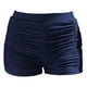 thumbnail image 5 of Prolriy - Bañador corto para mujer, talla grande, cintura alta, tipo slip de playa, fruncido, corte alto, cobertura total, para yoga y deportes, color azul oscuro, talla S, 5 of 6
