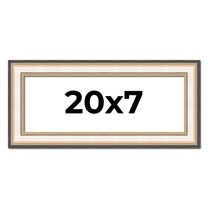 20x7 Frame Gold Silver Plein Aire 2" Inch Wide Moulding Solid Wood Picture Frame | Modena