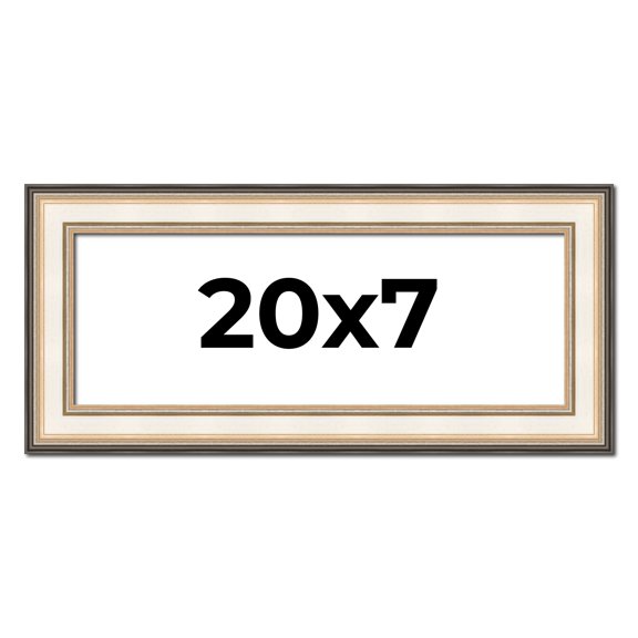20x7 Frame Gold Silver Plein Aire 2" Inch Wide Moulding Solid Wood Picture Frame | Modena