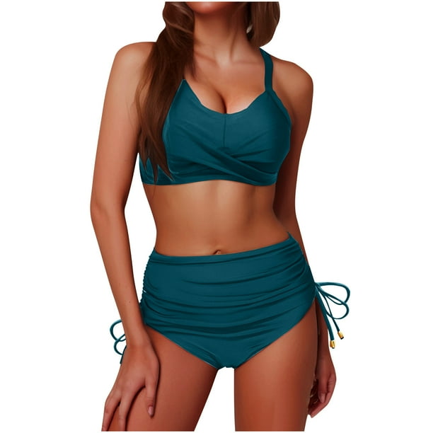 Trajes de baño de una pieza para mujer Conjuntos de bikini de cintura alta para mujer Trajes de baño con cordón Traje de baño cruzado con lazo en la espalda Traje de baño para mujer