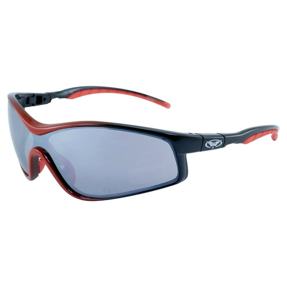 Global Vision Home Run Sunglasses Two-Toned Red and Black Frames Flash Mirror Lens
