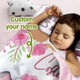 thumbnail image 2 of Personalized Elephant Nap Mat for Toddlers, Custom Floral Sleeping Bag with Nap Blanket, Pink Flower Theme Roll Up Mat for Preschool or Daycare(Cushions + Pillows22.5"x55"+Blanket size: 33.5" x 45"), 2 of 8