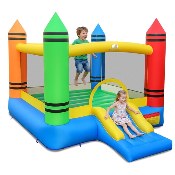 Costway Inflatable Bounce House Kids Jumping Castle w/ Slide&Ocean Balls Blower Excluded