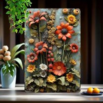 HELLOYOUNG Vintage Floral Metal Sign Set Iron Art Wall Decor for Room Cafe Bar Farmhouse Garage - 8x12 Inch Decorative Hanging Sign